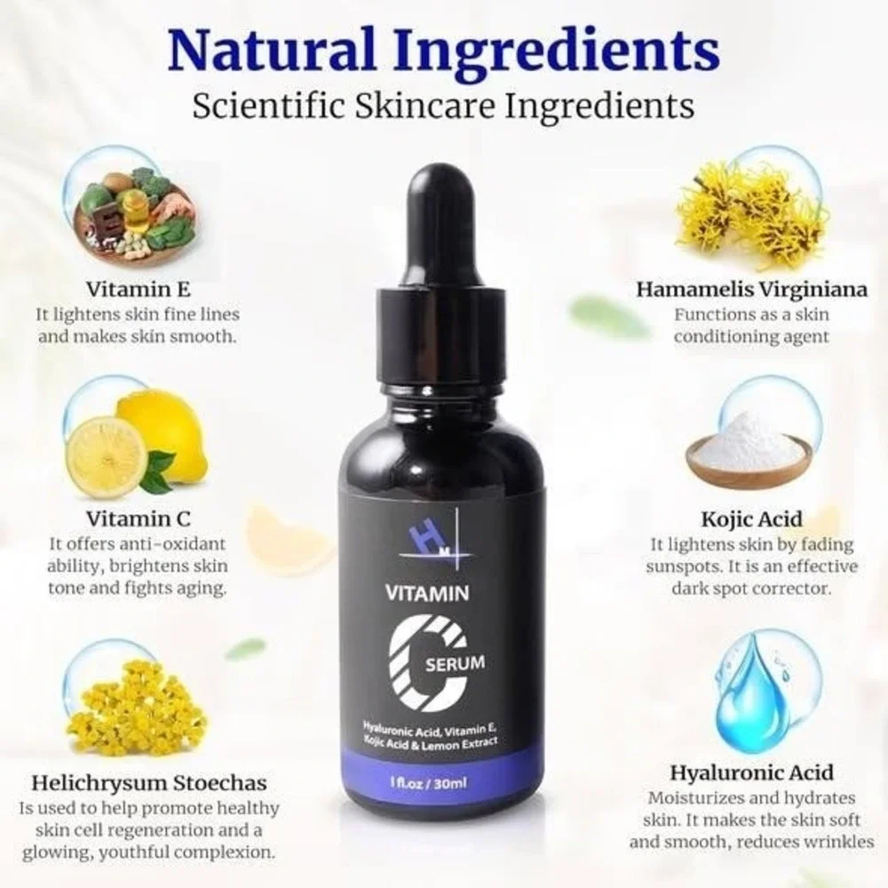 HM Vitamin C‎ Serum Hyaluronic Acid Kojic Acid Lemon Extract 1 fl oz 30ml